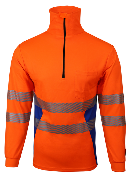 Zip-Sweater BORMIO SAFETY Bachtel HiVis orange/royalblau